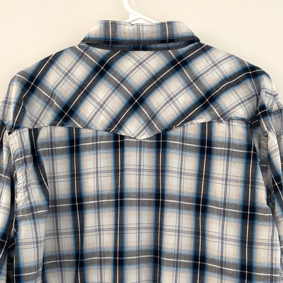 Old Navy Men's Size XL Button Down Long Sleeve Blue White Western Pearl Snaps - Picture 10 of 12